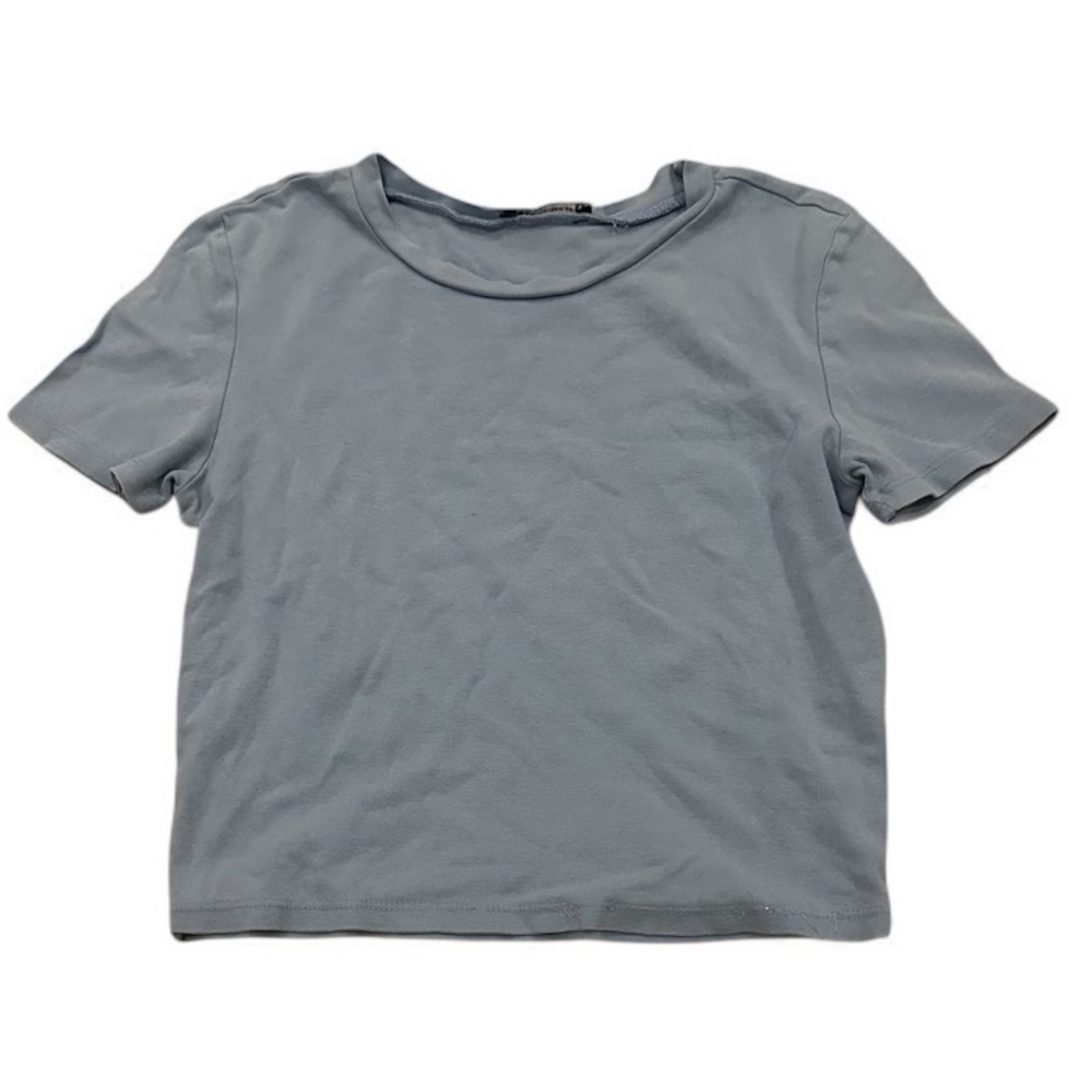 Zara Cotton Cropped T-Shirt Blue Medium